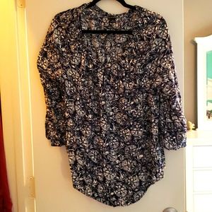 Blue and white blouse